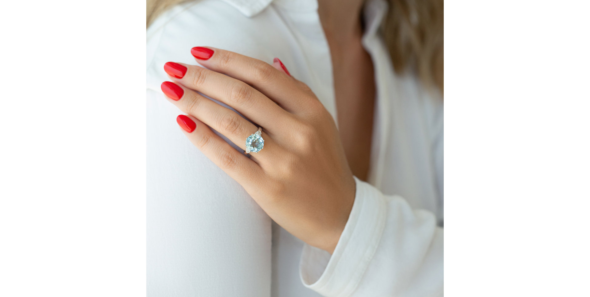 Prsteň s diamantmi a akvamarínom Caribbean Charm