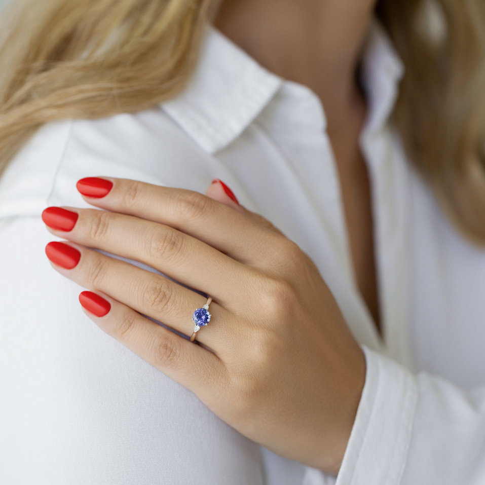 Prsteň s diamantmi a tanzanitom Royal Oasis