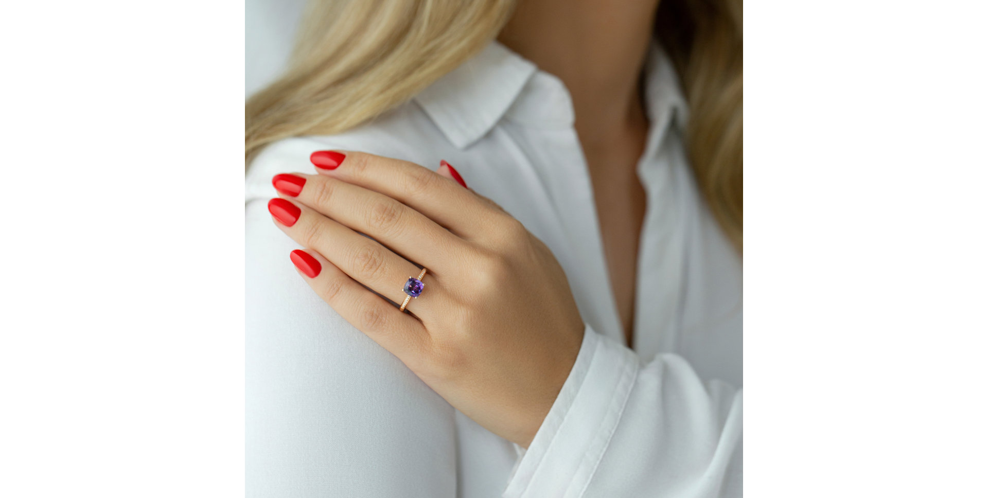 Prsteň s diamantmi a ametystom Melody Harmony