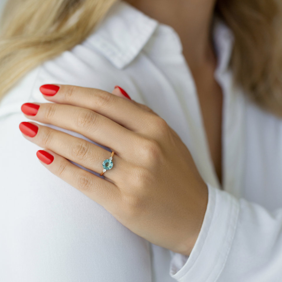 Prsteň s diamantmi a apatitom Royal Oasis