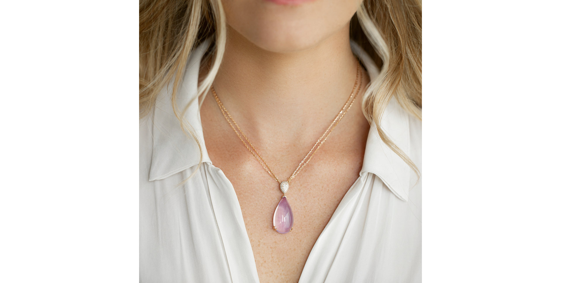 Náhrdelník s diamantmi a ametystom Lavender Tear