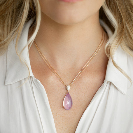 Náhrdelník s diamantmi a ametystom Lavender Tear