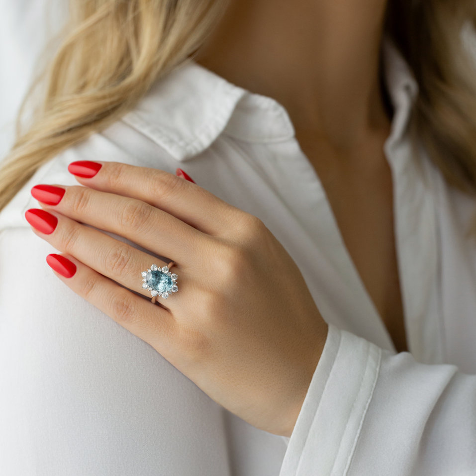 Prsteň s diamantmi a zirkónom Ocean's Crown