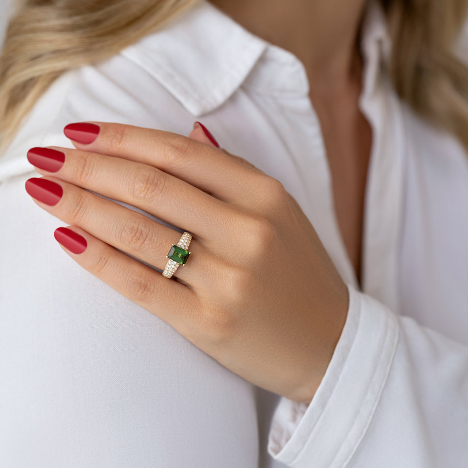 Prsteň s diamantmi a turmalínom Diamond Whisper