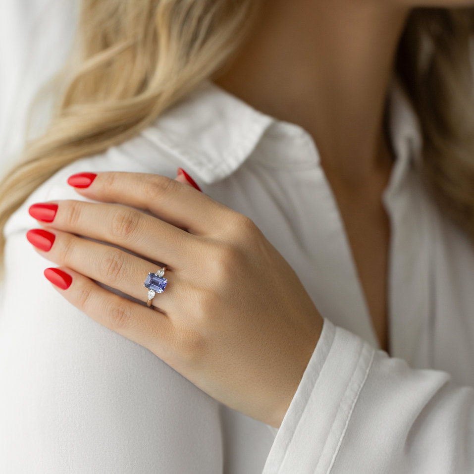 Prsteň s diamantmi a tanzanitom Royal Cordelia