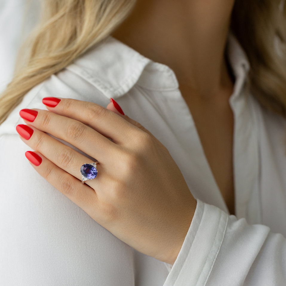 Prsteň s diamantmi a tanzanitom Terry