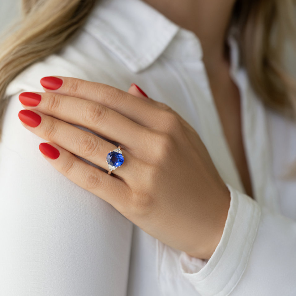 Prsteň s diamantmi a tanzanitom Dynasty Gem