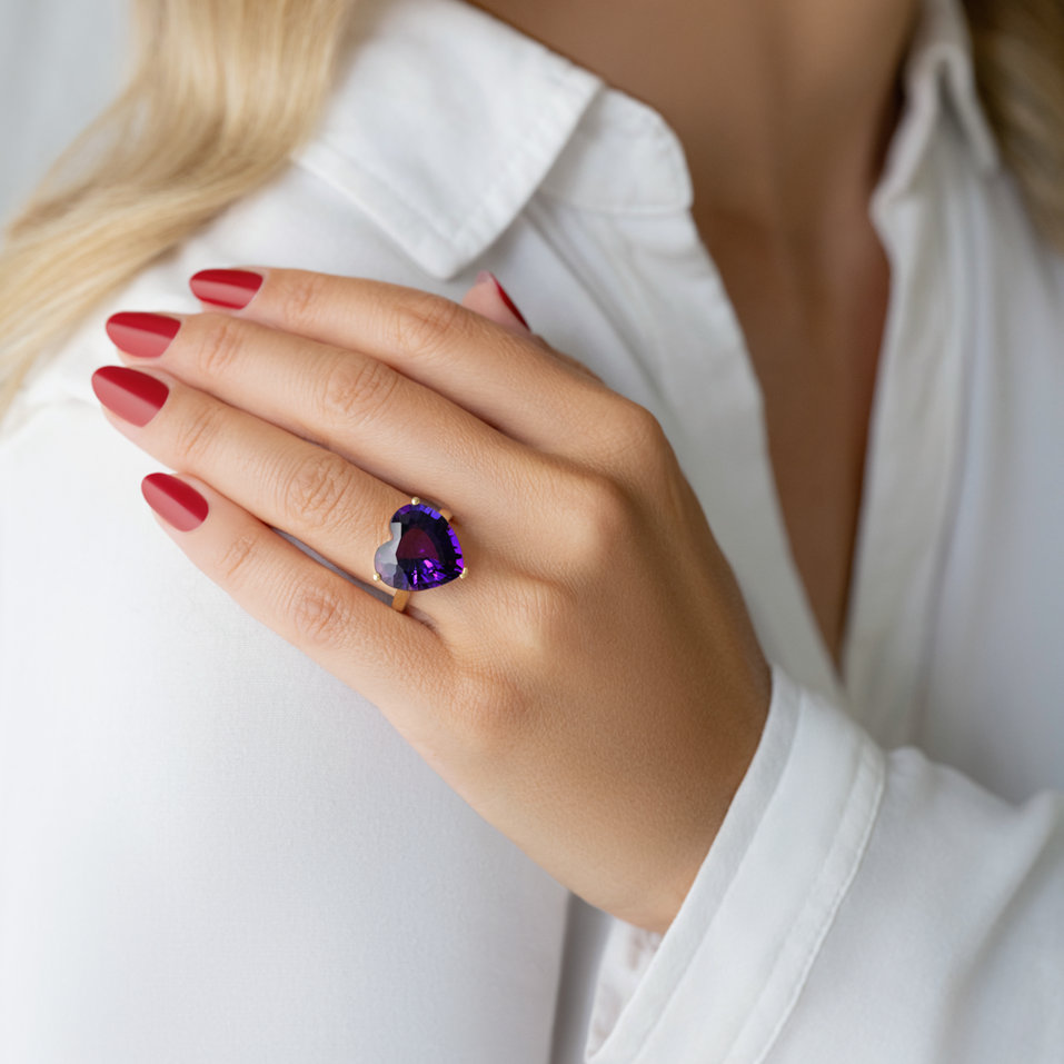 Prsteň s ametystom Amethyst Heart