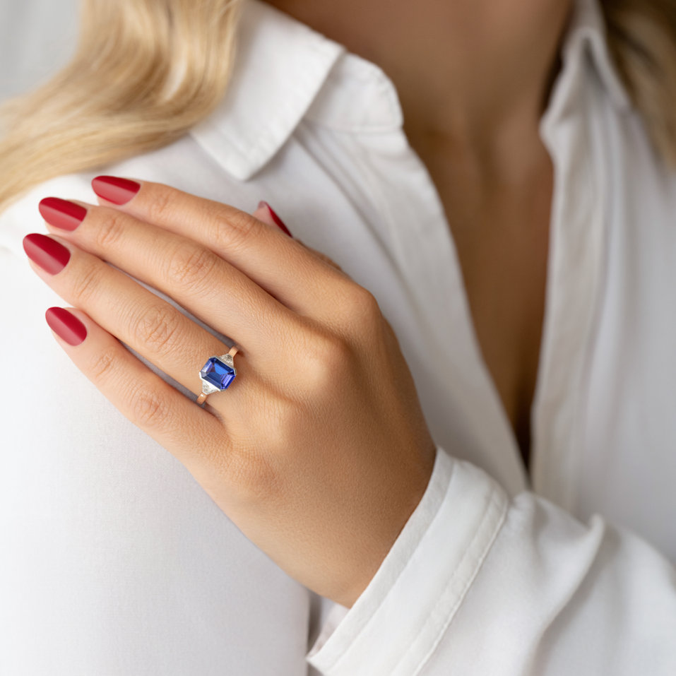 Prsteň s diamantmi a tanzanitom Moonlit Promise