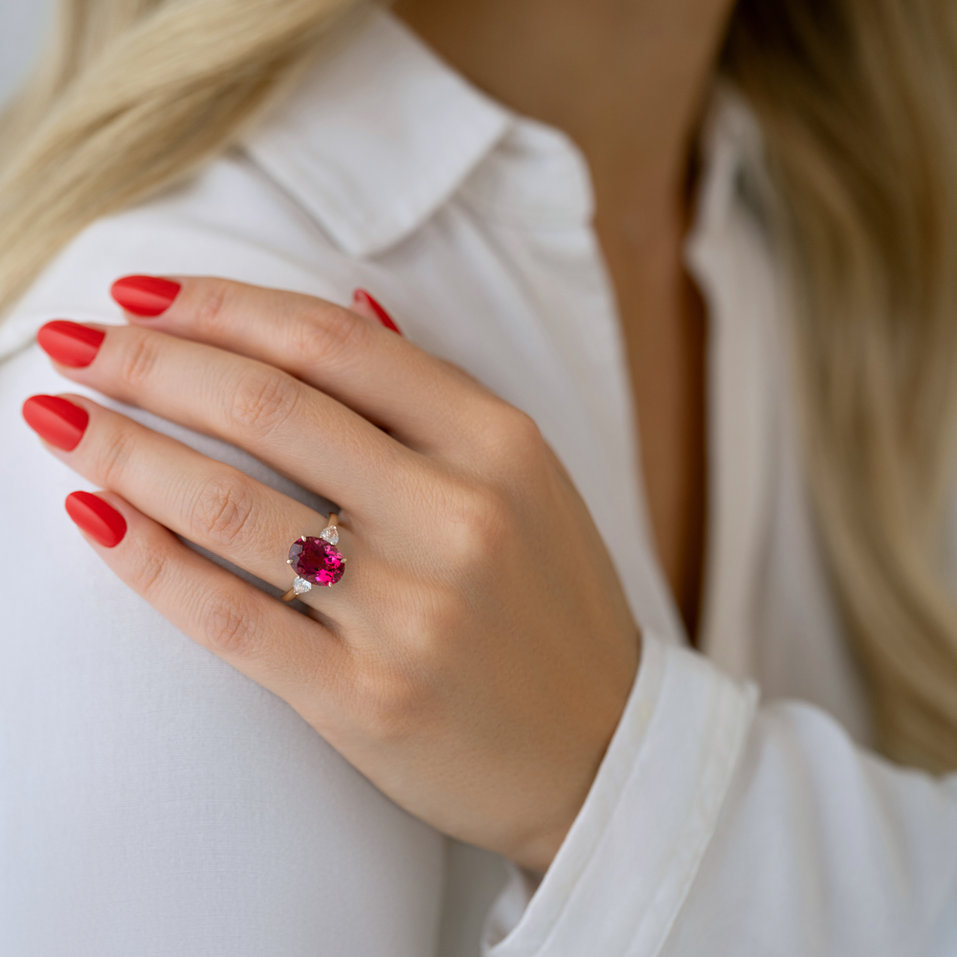 Prsteň s diamantmi a turmalínom Opheliane