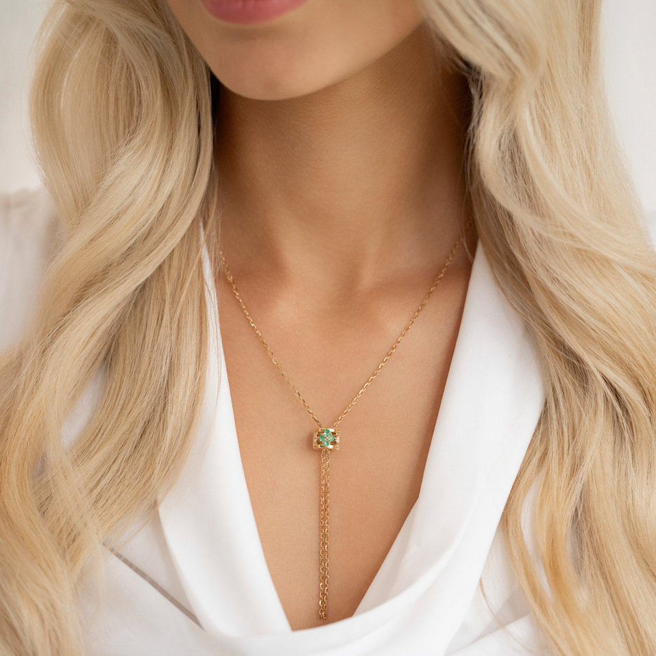 Náhrdelník s diamantmi a smaragdmi Amea