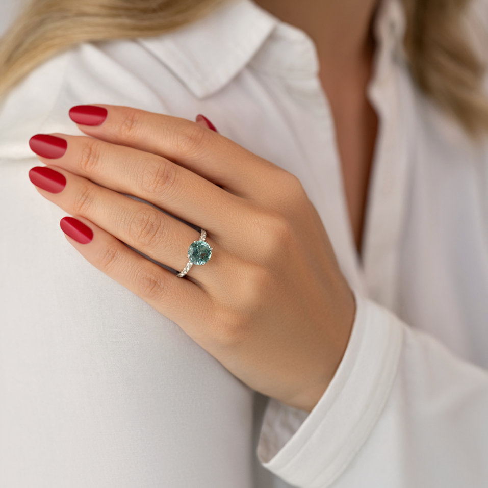 Prsteň s diamantmi a turmalínom The Arctic Siren