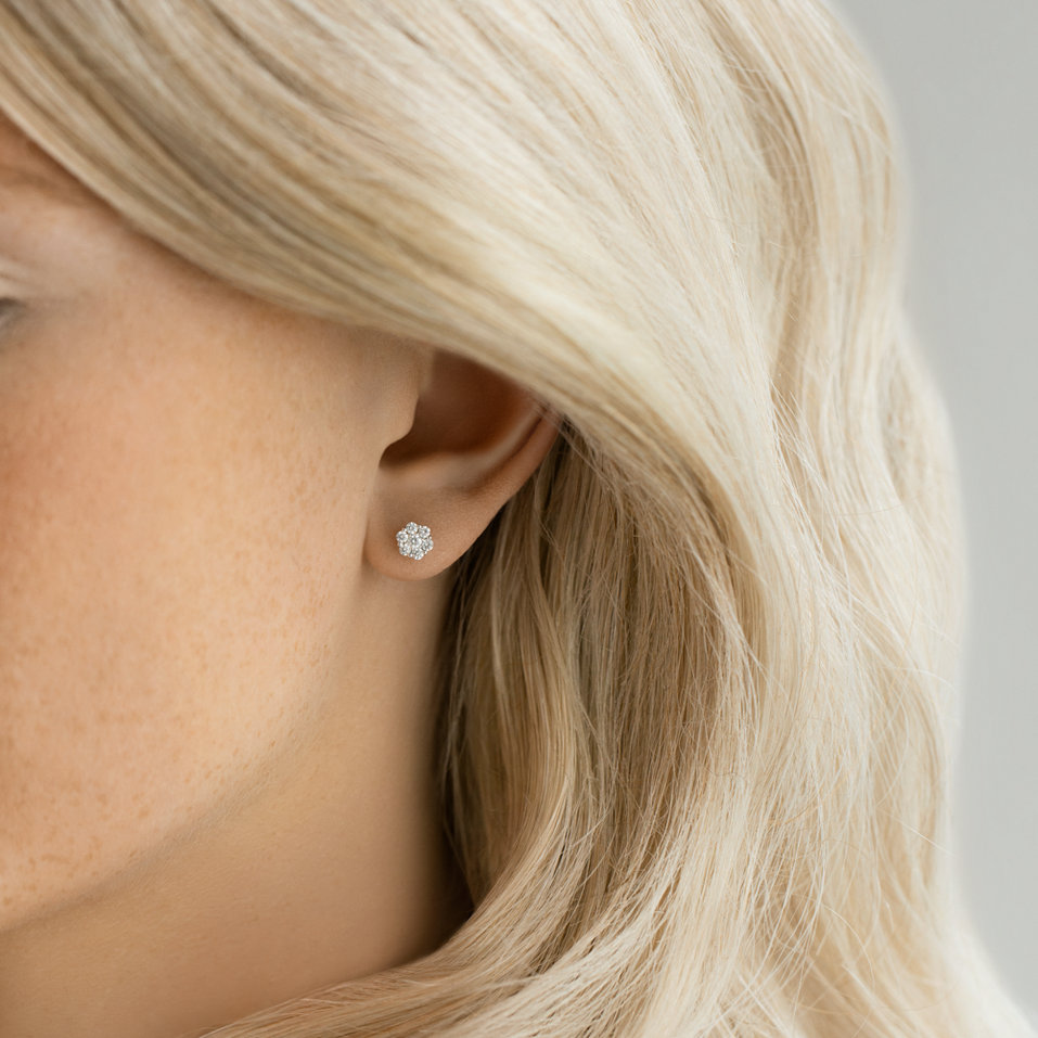 Náušnice s diamantmi Shiny Flower