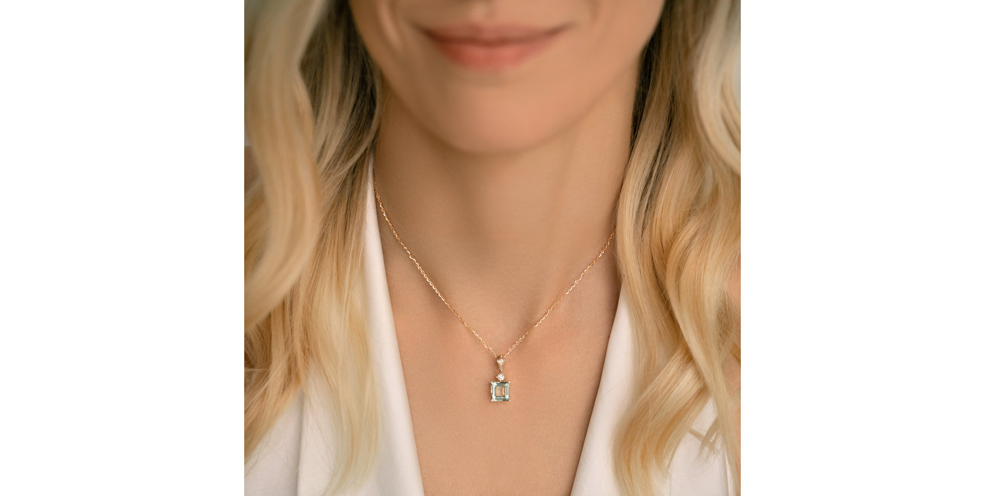 Náhrdelník s diamantmi a turmalínom Green Illusion