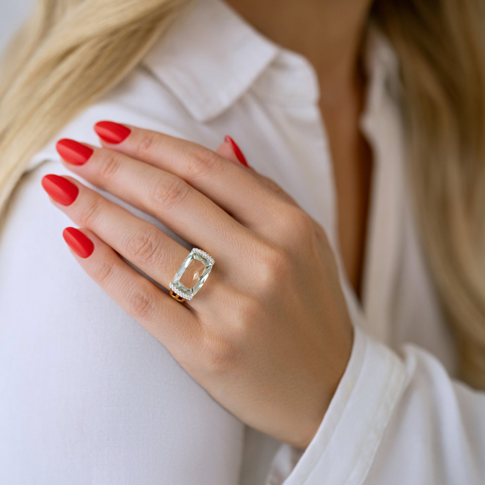 Prsteň s diamantmi a ametystom Cleantha