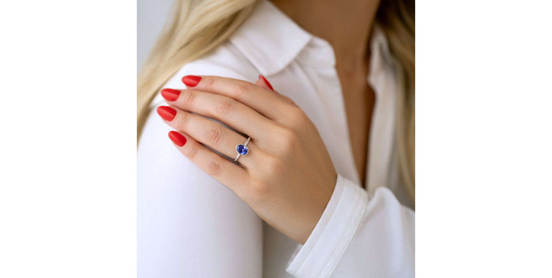 Prsteň s diamantmi a tanzanitom Elliptical Perfection