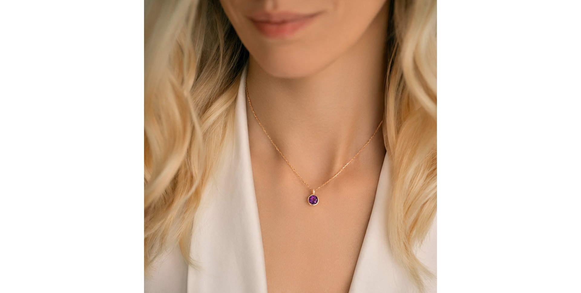 Náhrdelník s diamantmi a rhodolitom Regal Elegance