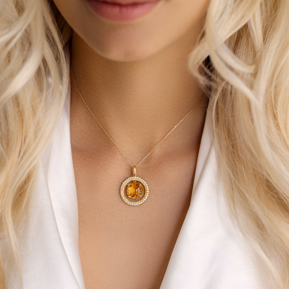 Přívěsok s citrínom, diamantmi a zafírmi Sun Rays