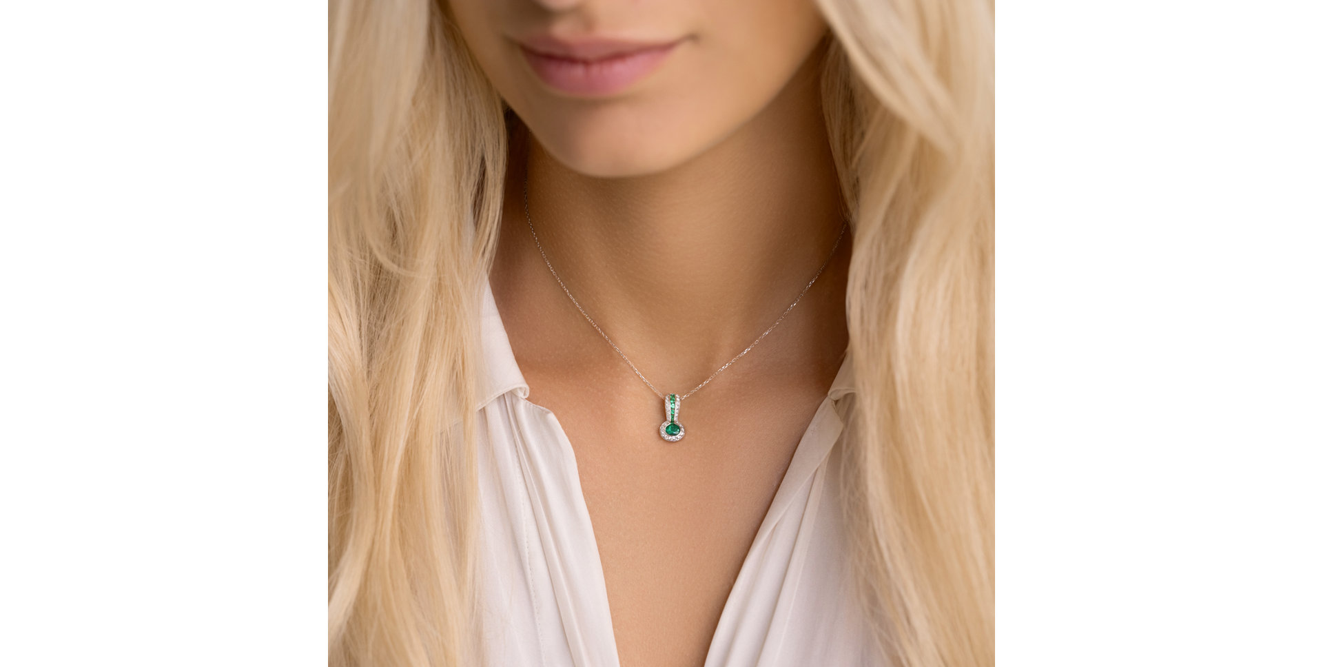Prívesok so smaragdmi a diamantmi Liana del Green