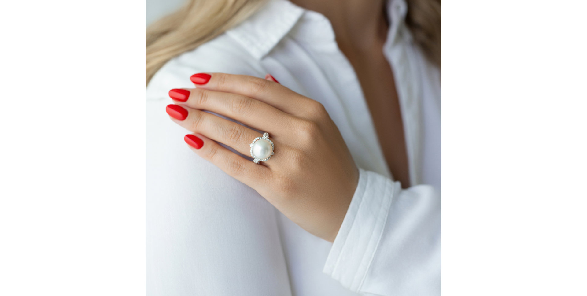 Prsteň s perlou a diamantmi Queen of Profound