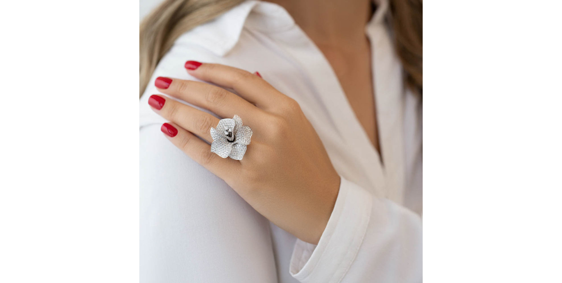 Prsteň s diamantmi Fantasy Flower