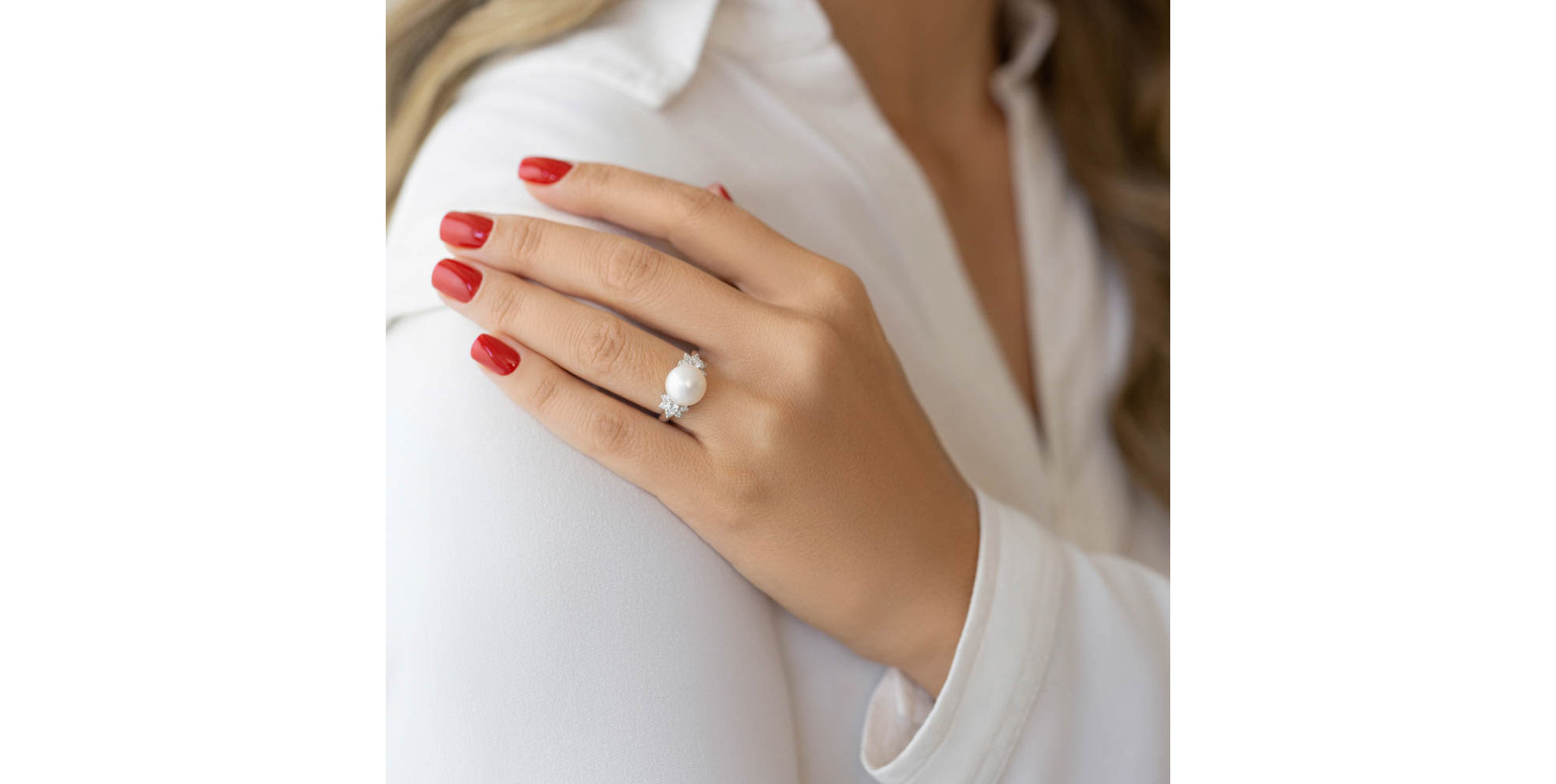 Prsteň s perlou a diamantmi Solomon Sea