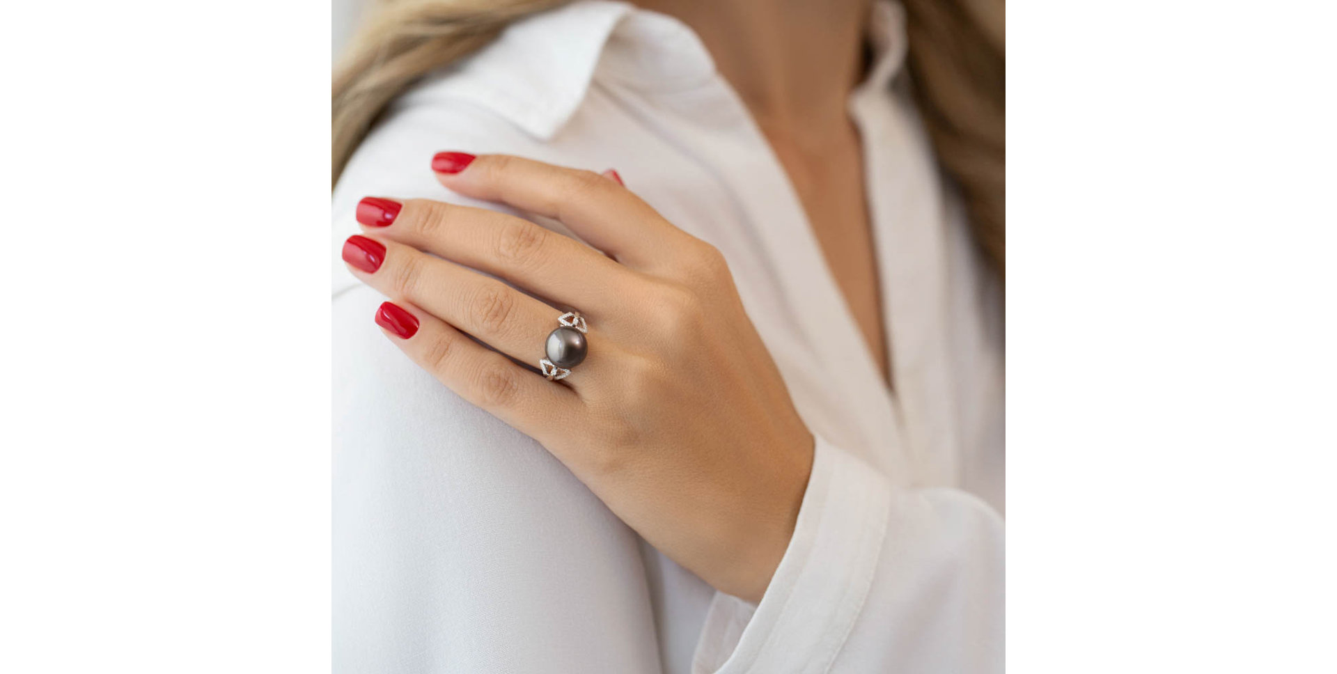 Prsteň s perlou a diamantmi Ezekiel