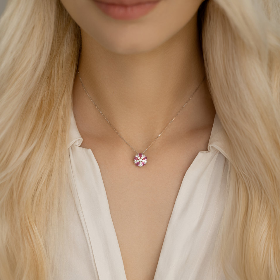 Přívěsok s diamantmi a zafírmi Shade of Rose