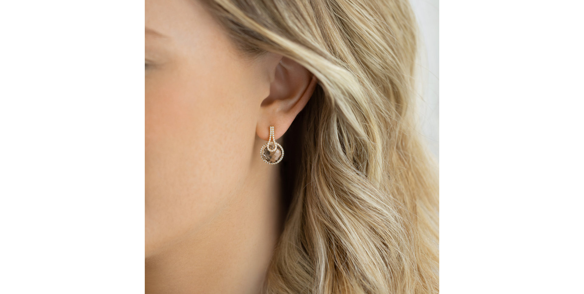 Náušnice s quartzom a diamantmi Carnival