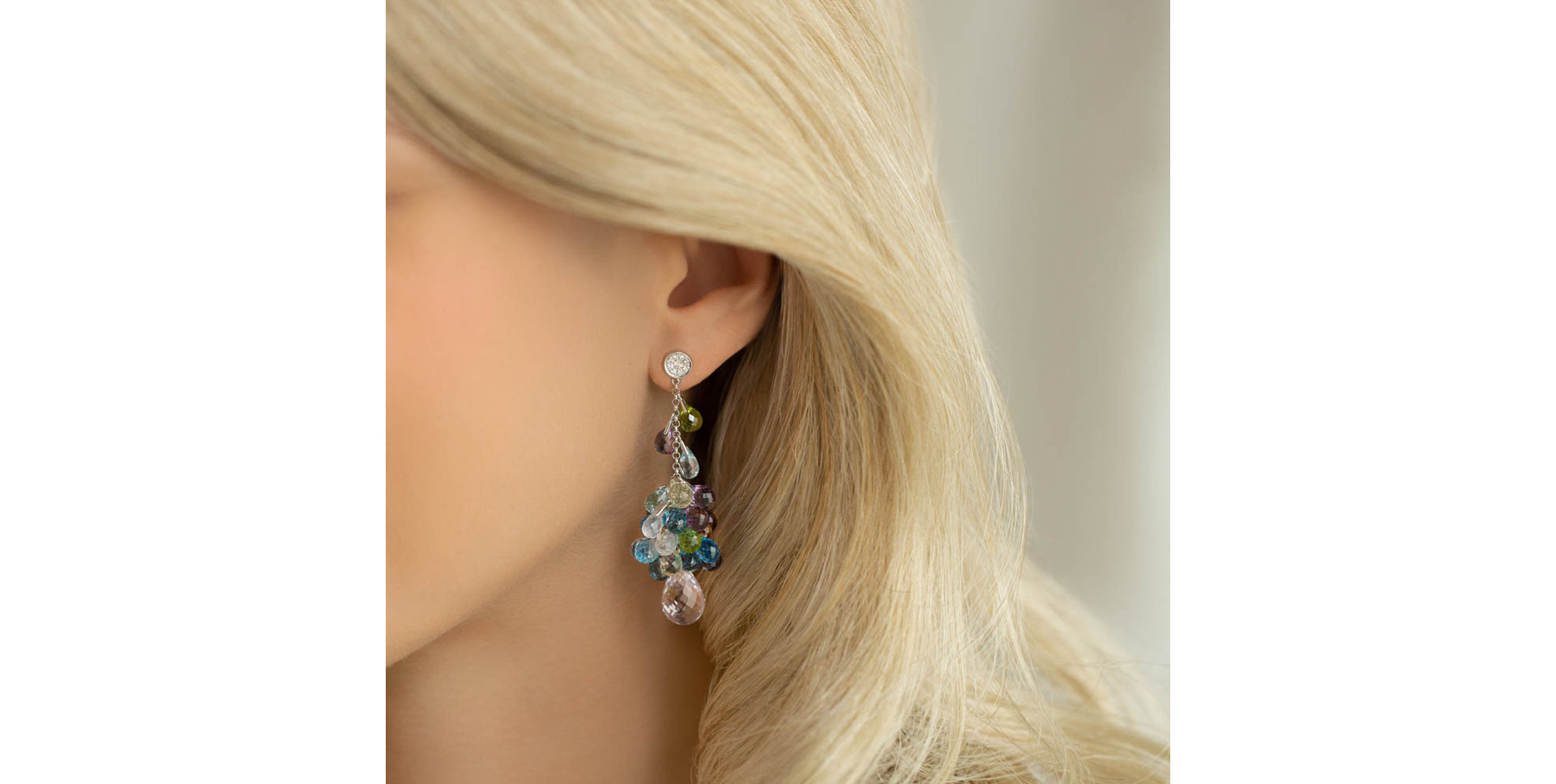 Náušnice s diamantmi a drahokamami Icarius