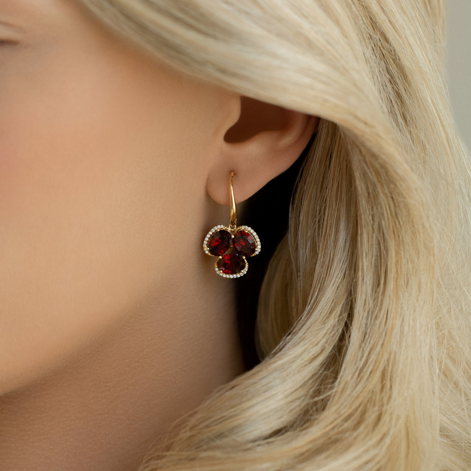 Náušnice s diamantmi a granátom Harmony With Pride