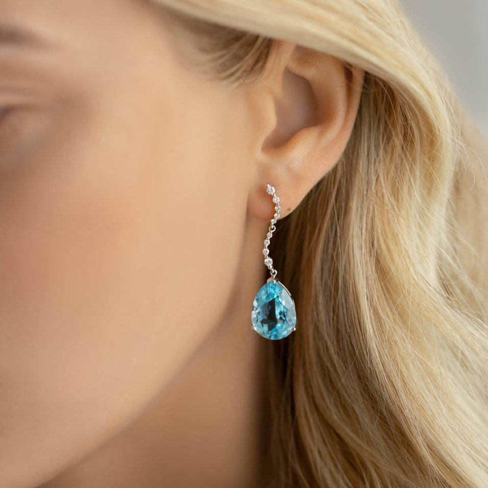 Náušnice s topásom a diamantmi Finn