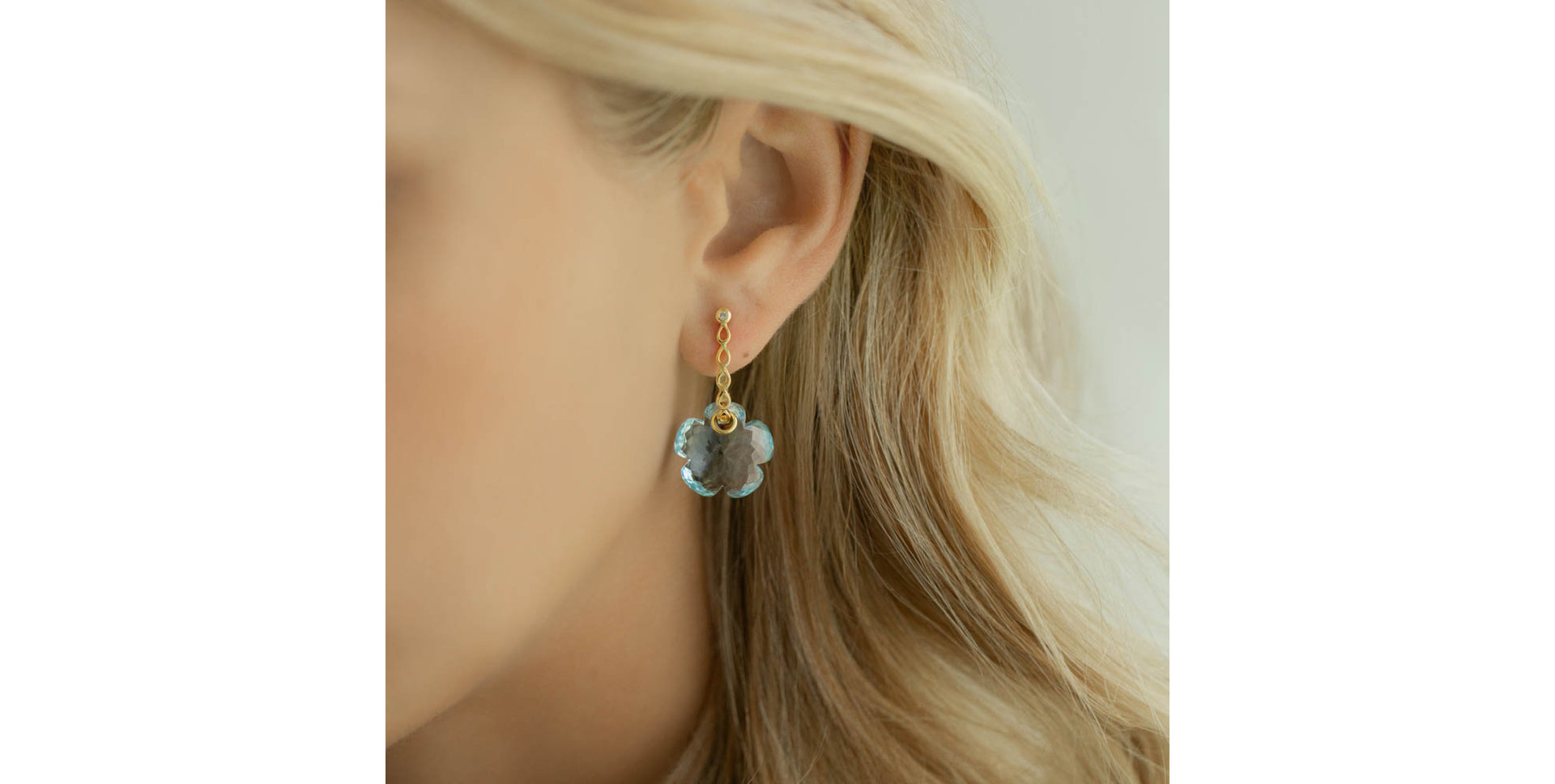 Náušnice s topásom a diamantmi Happy Daisy