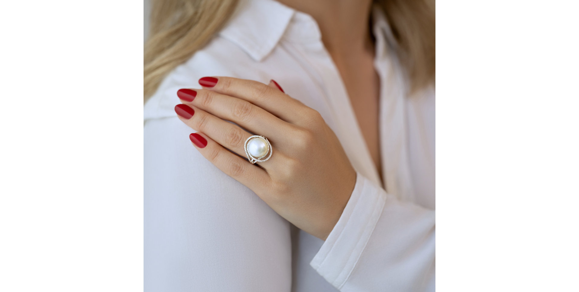 Prsteň s perlou a diamantmi Caribbean Treasure