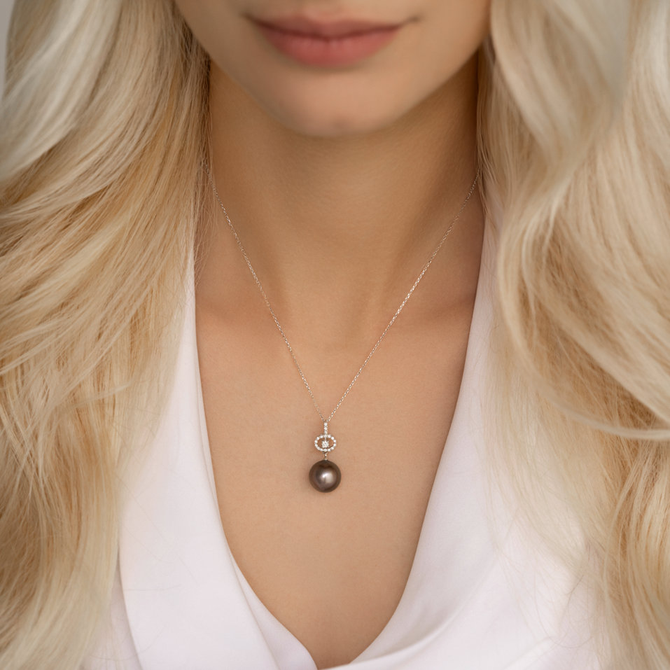 Přívěsok s perlou a diamantmi Pandora