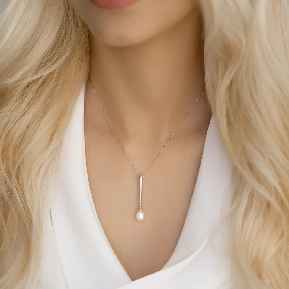 Přívěsok so perlou a diamantom Sea Drop