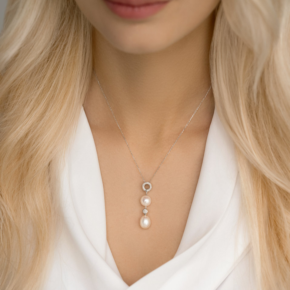 Přívěsok s perlou a diamantmi Pearl Empire