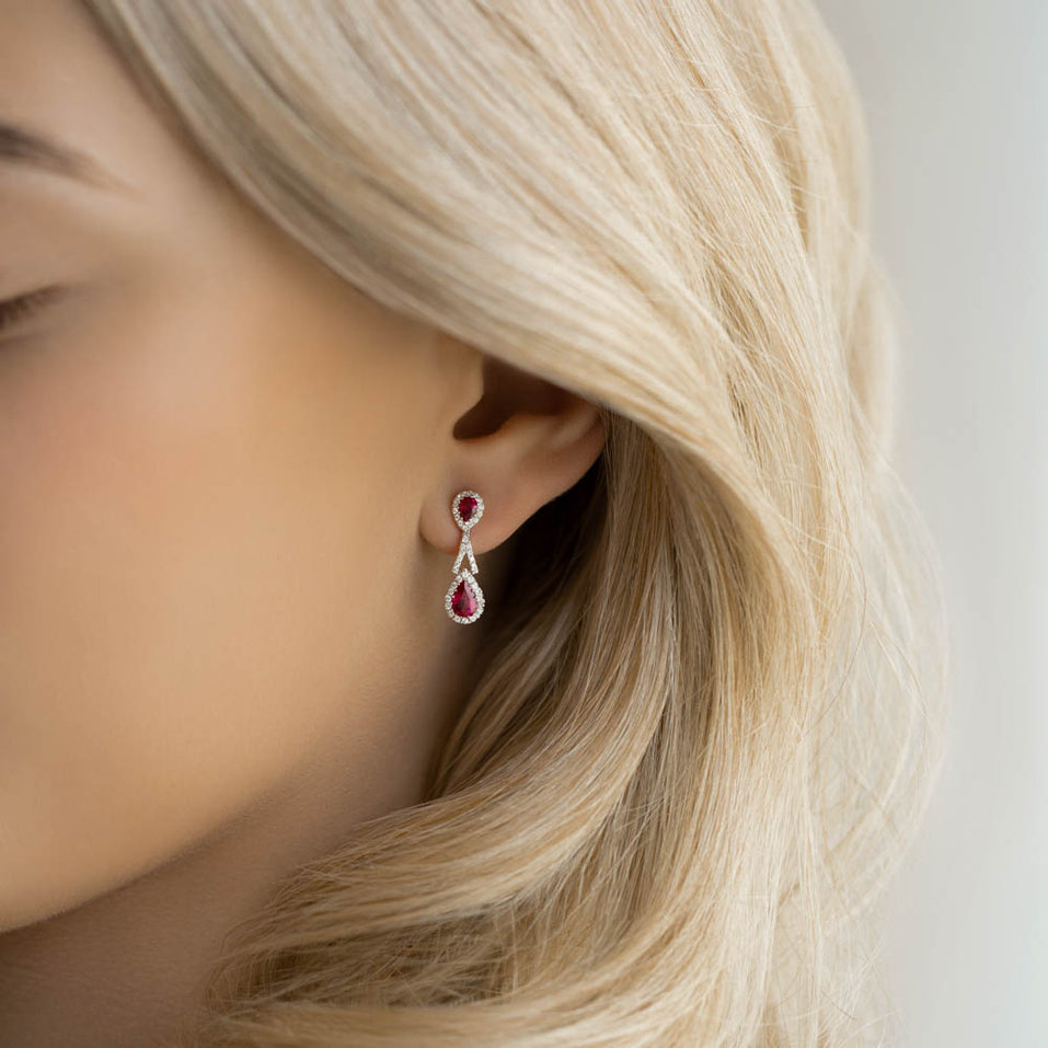 Náušnice s diamantmi a rubínmi Ruby Woman