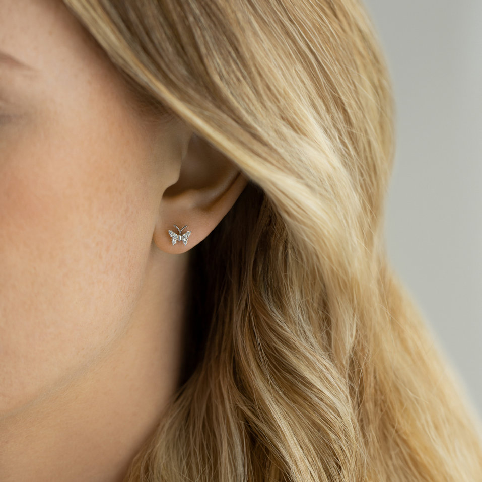 Náušnice s diamantmi Diamond Butterfly