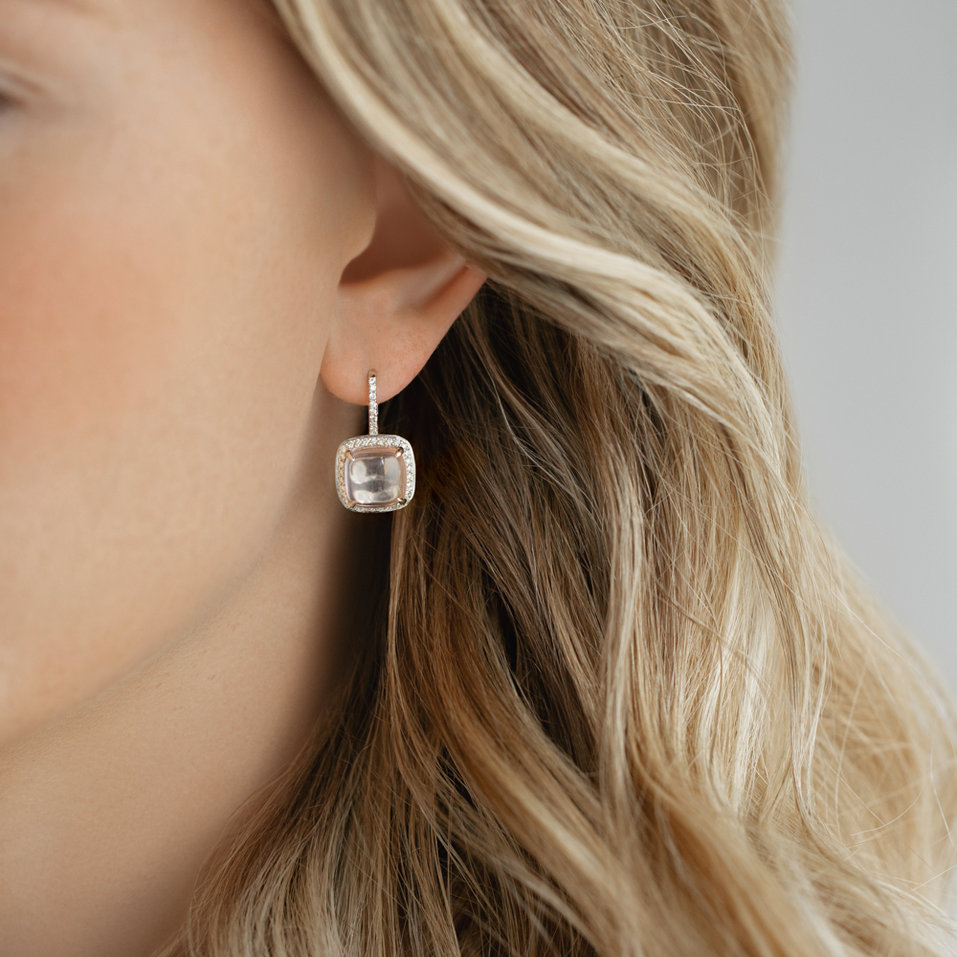 Náušnice s ruženínom a diamantmi Niamh