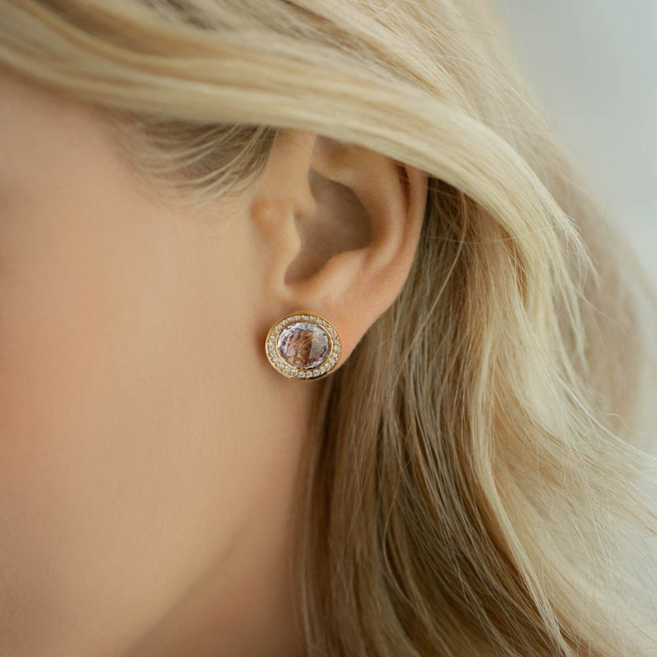 Náušnice s ametystom a diamantmi Monde