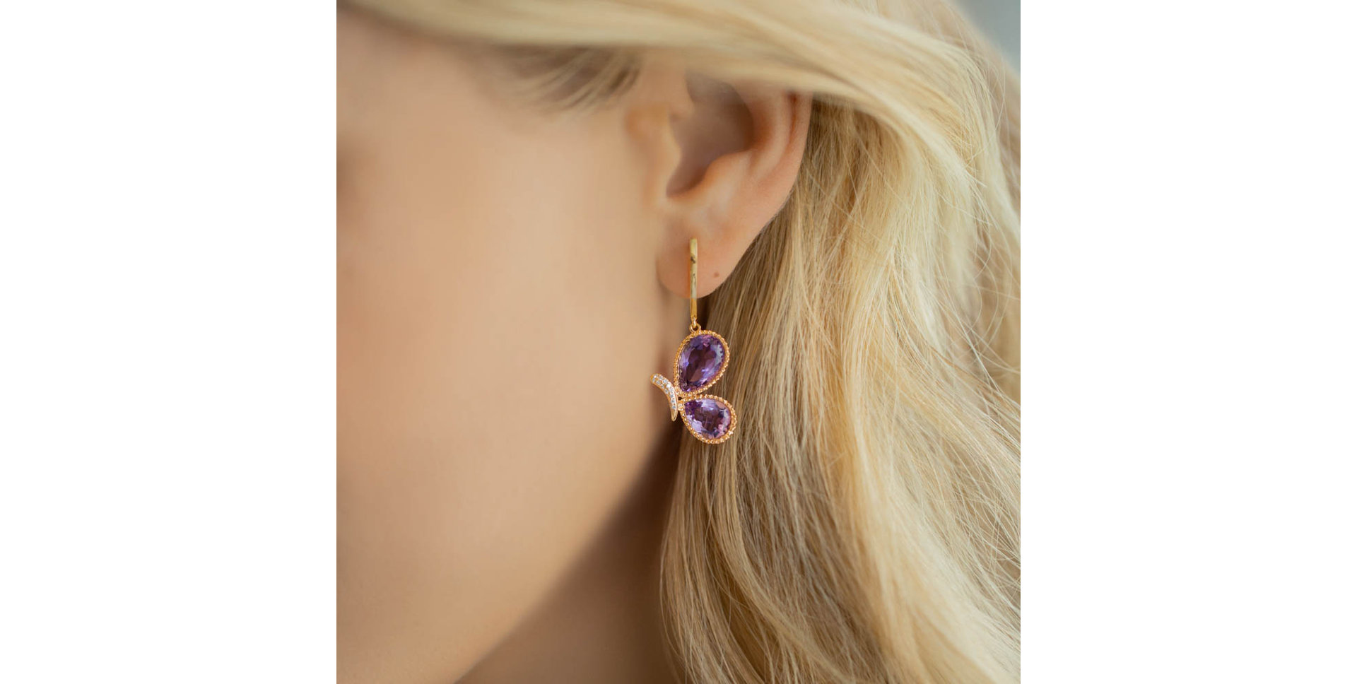 Náušnice s ametystom diamantmi Ultra Beauty