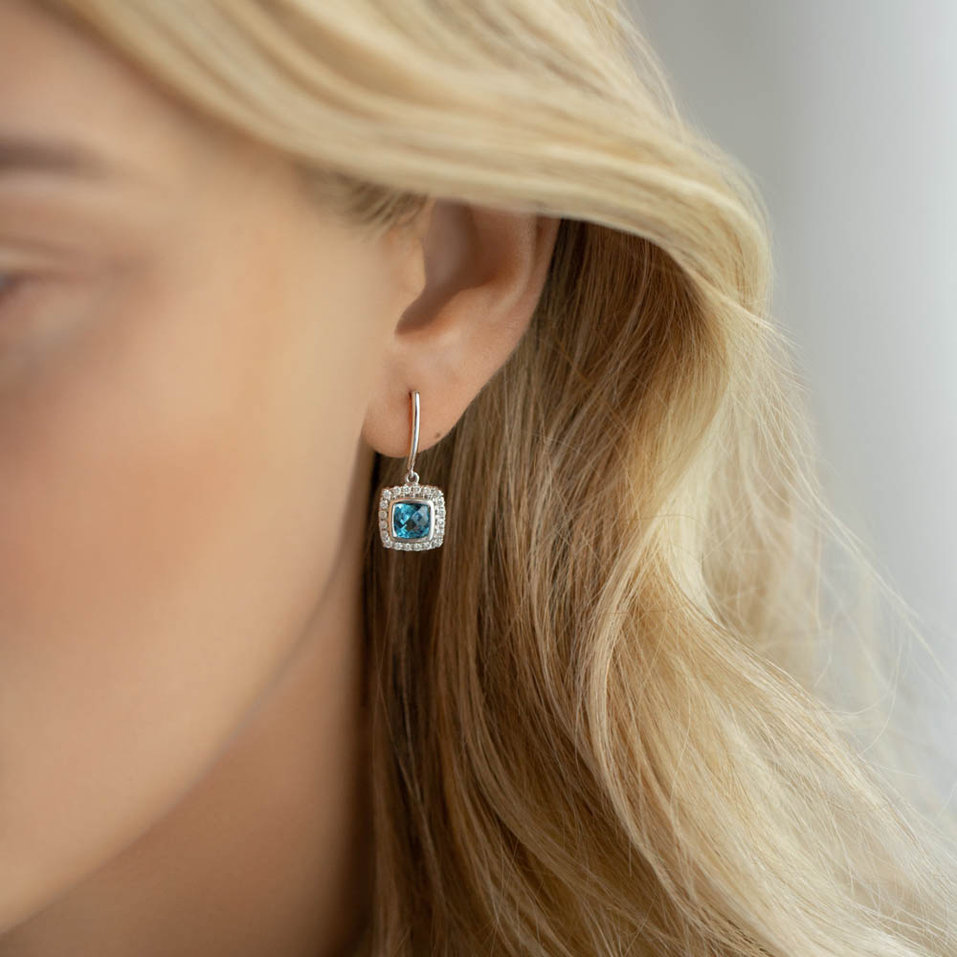 Náušnice s topásom a diamantmi Morcant