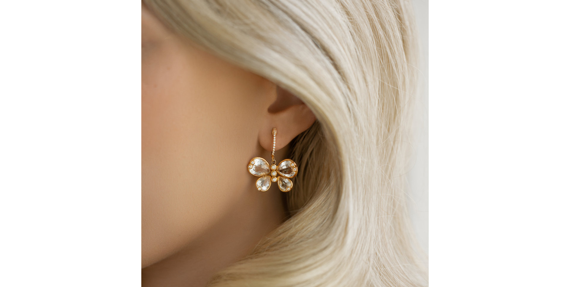 Náušnice s diamantmi a topásmi Mandie