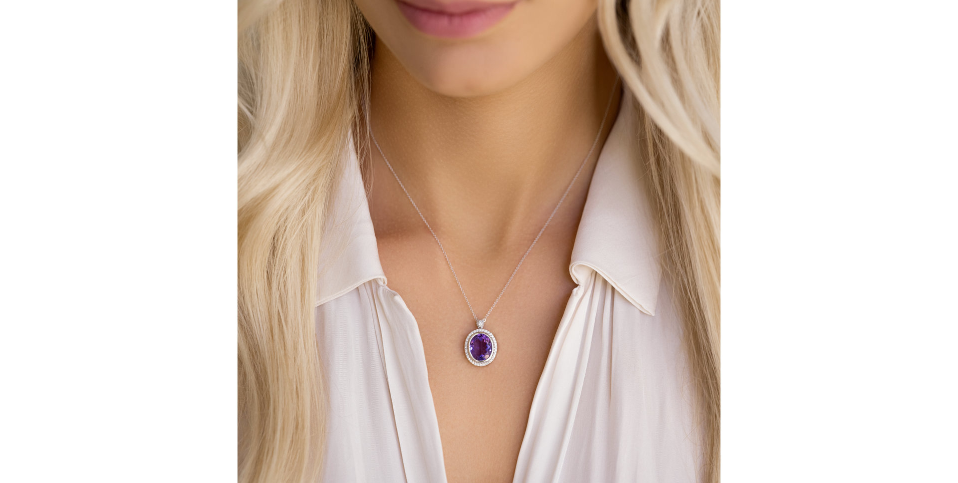 Náhrdelník s topásom a diamantmi Alban