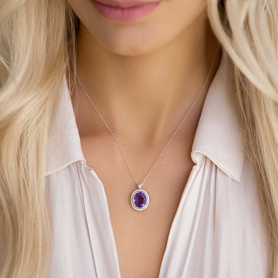 Náhrdelník s ametystom a diamantmi Alban