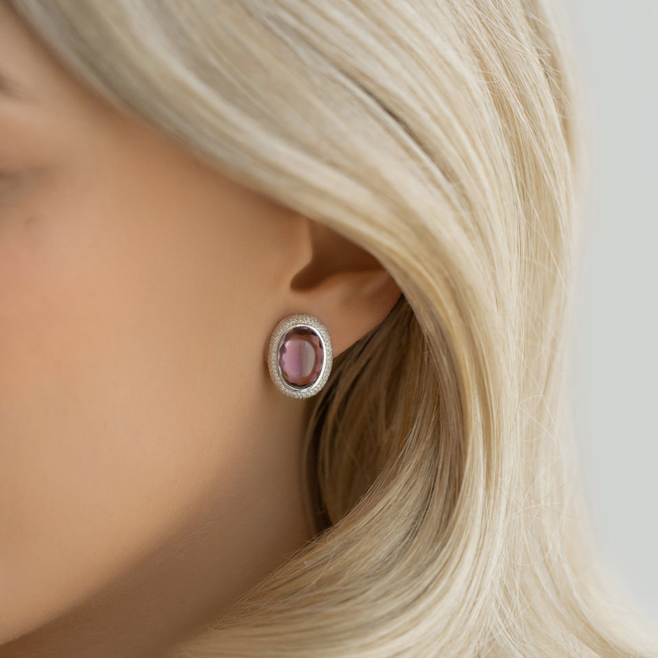 Náušnice s ametystom diamantmi Lullabic Melody