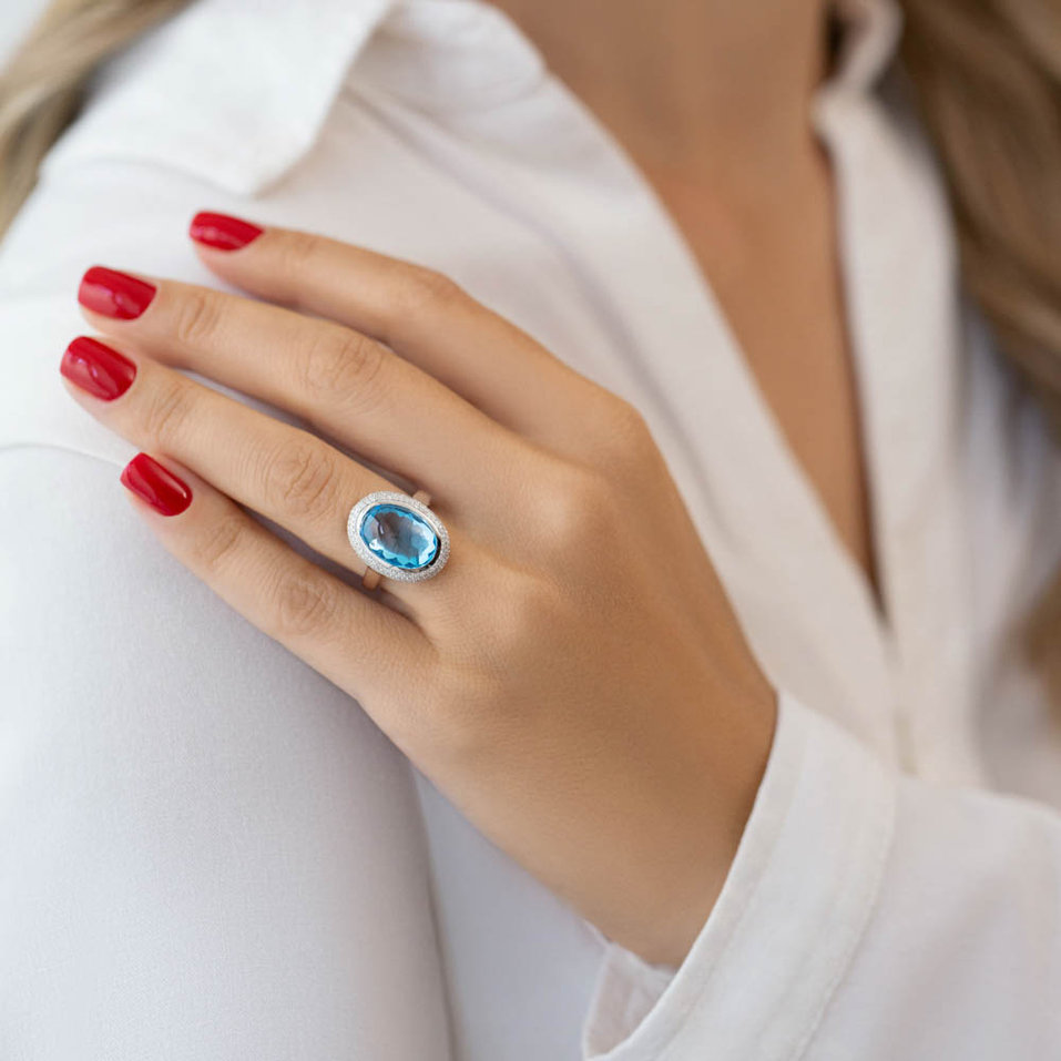 Prsteň s quartzom a diamantmi Emory