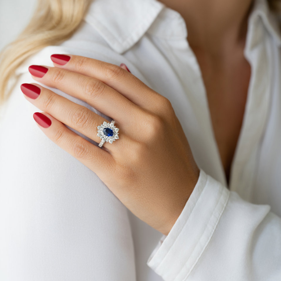 Prsteň s zafírom a diamantmi Dallis