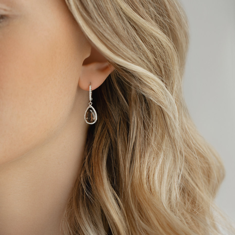 Náušnice s quartzom a diamantmi Maryam